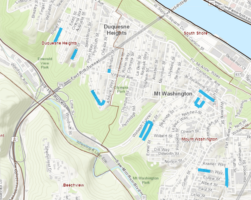 2020 Water Main Replacement Mount Washington, Duquesne Heights